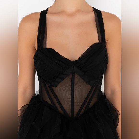 Akira Tulle Halter Mini Dress -Black -Brand New - Picture 9 of 9